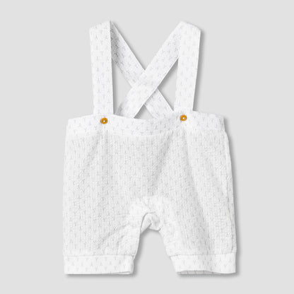 Giggles Collar Short Sleeves T-shirt and Dungaree Set with Bow