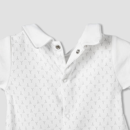 Giggles Collared Neck Short Sleeves Romper with Print