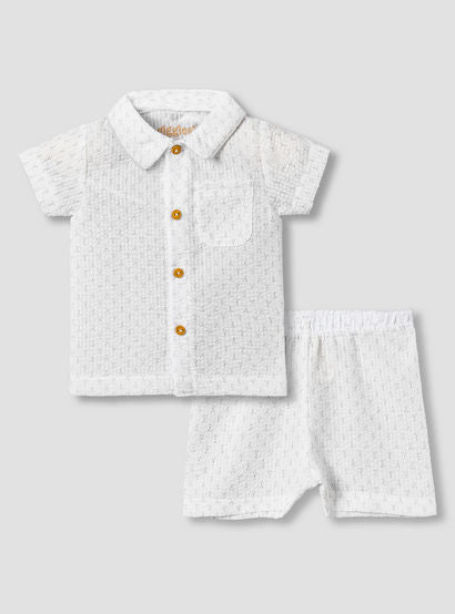 Giggles Cotton Collared Short Sleeve Pyjama Set with Dot Print-baby-boys-clothing-nightwear-pyjamasets-image-1