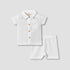 Giggles Cotton Collared Short Sleeve Pyjama Set with Dot Print - White / 12-18 mths