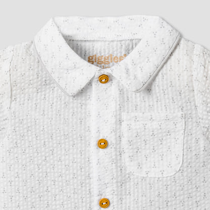 Giggles Cotton Collared Short Sleeve Pyjama Set with Dot Print