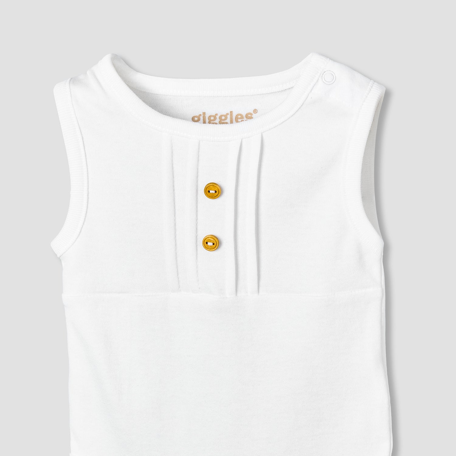Giggles Round Neck Sleeveless Bodysuit with Snap Button Closure