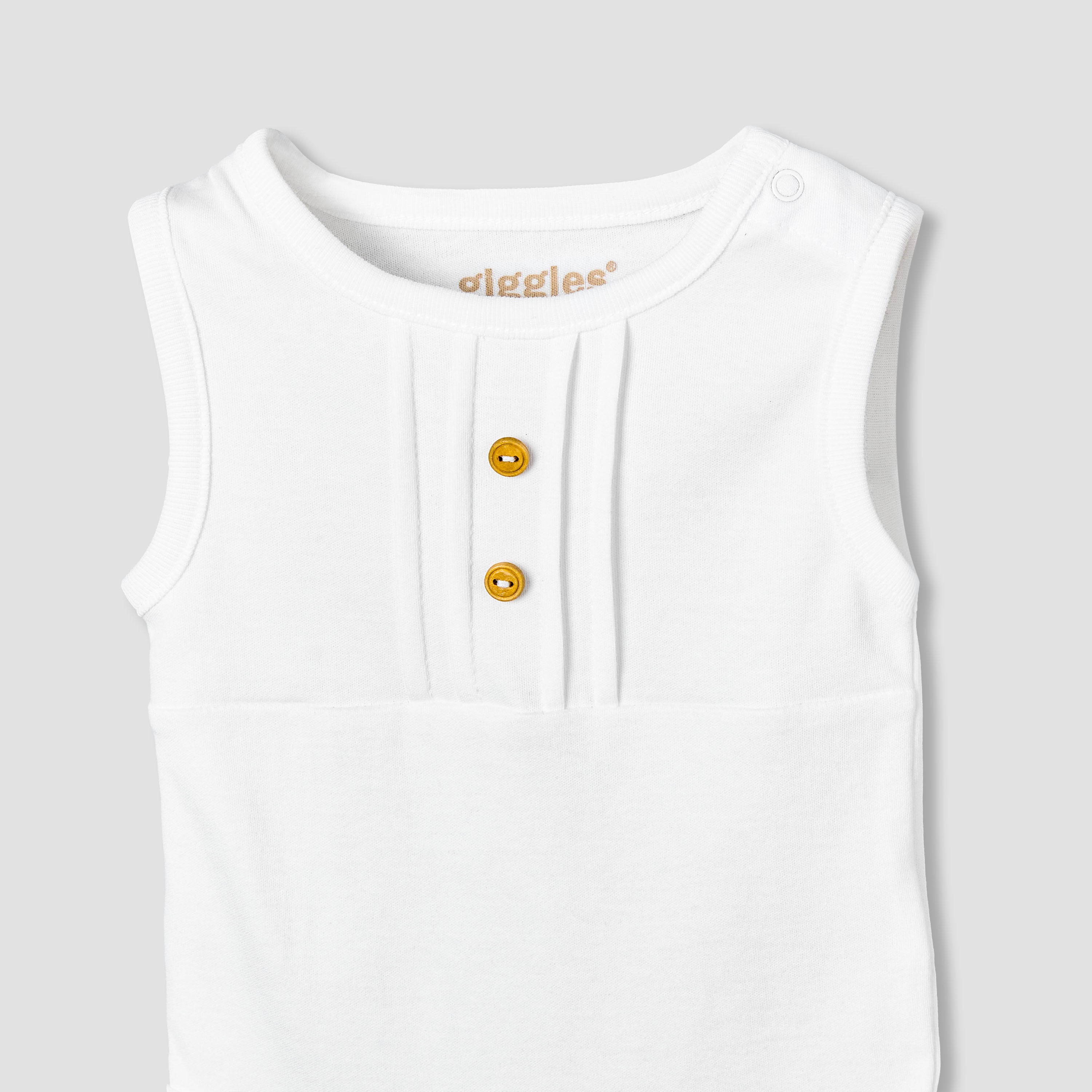Giggles Round Neck Sleeveless Bodysuit with Snap Button Closure