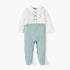 Giggles Colourblock Closed Feet Sleepsuit with Button Closure - Blue / 9-12 mths