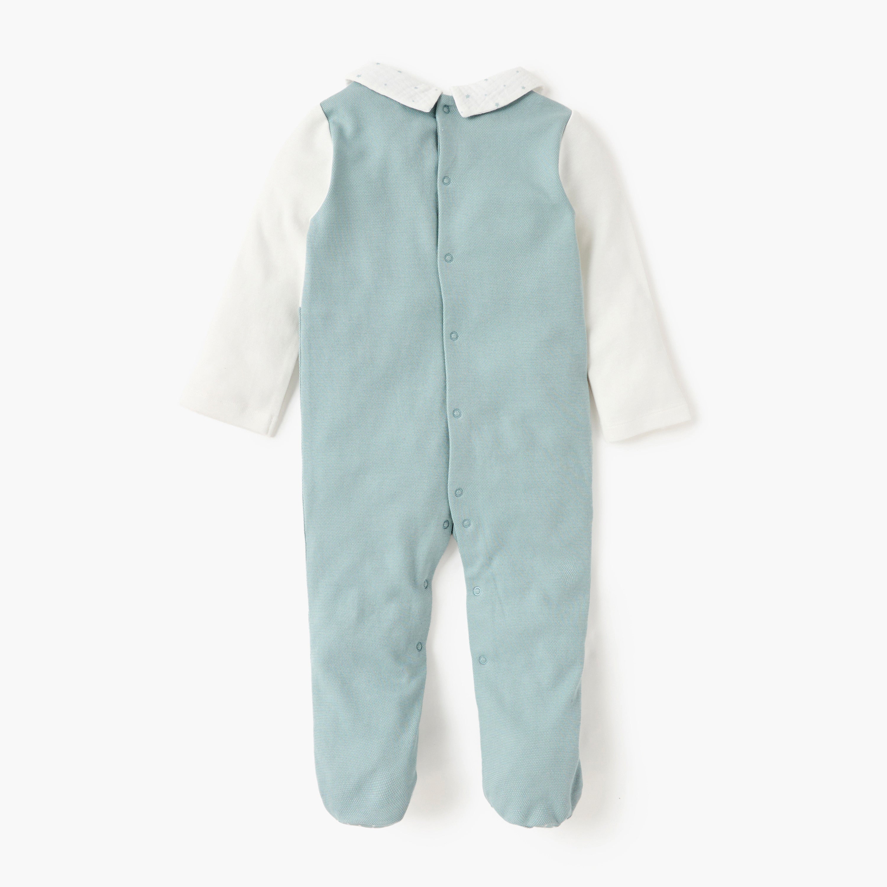 Giggles Colourblock Closed Feet Sleepsuit with Button Closure