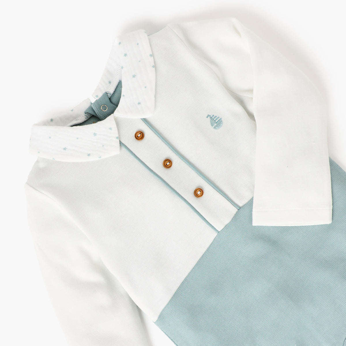 Giggles Colourblock Closed Feet Sleepsuit with Button Closure