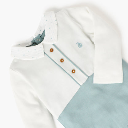 Giggles Colourblock Closed Feet Sleepsuit with Button Closure