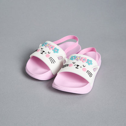 Cat Embossed Slides with Elastic Strap