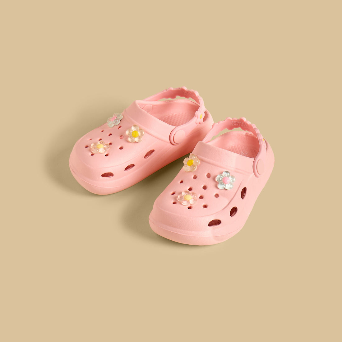 Floral Jibbitz Embellished Clogs with Backstrap - Pink / 20