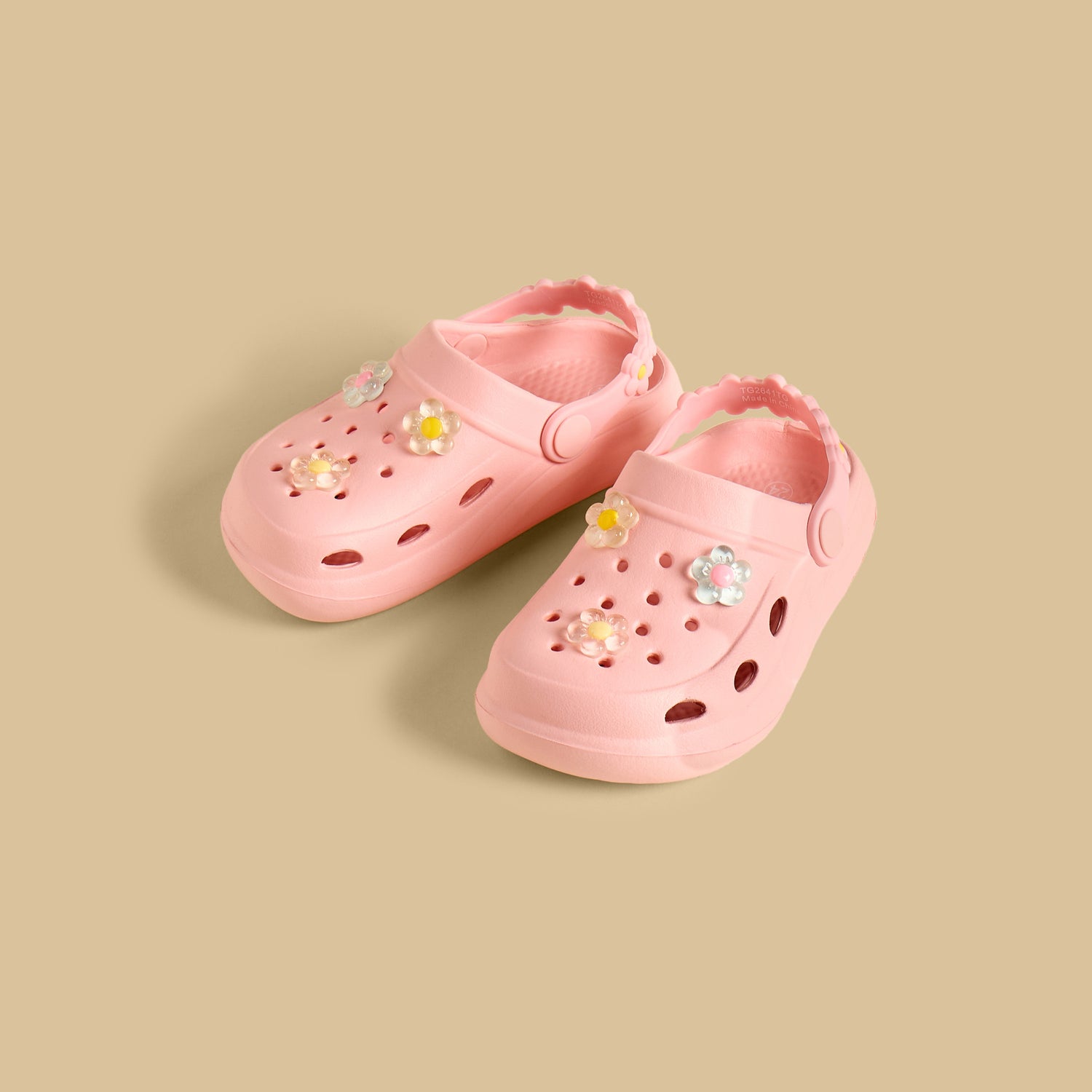 Floral Jibbitz Embellished Clogs with Backstrap - Pink / 20
