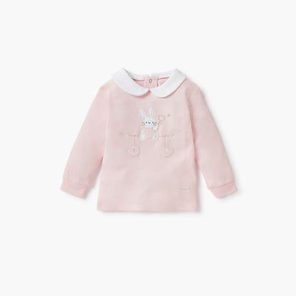 Giggles Bunny Applique T-shirt and Heart Print Pyjama Set