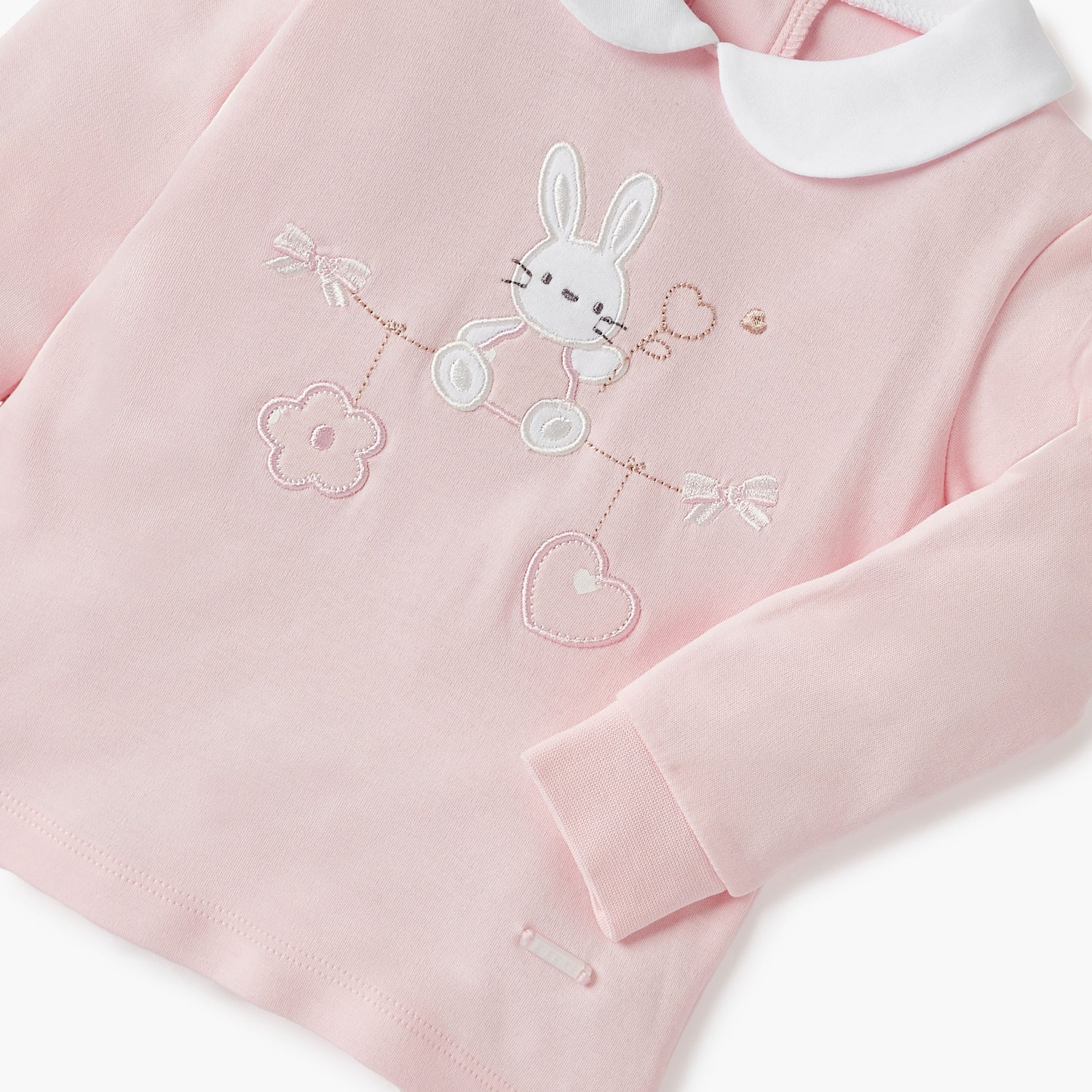 Giggles Bunny Applique T-shirt and Heart Print Pyjama Set