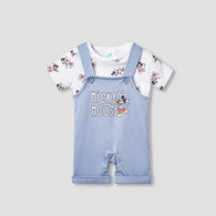 Disney Mickey Mouse Print T-shirt and Dungaree Set-undefined-image-1