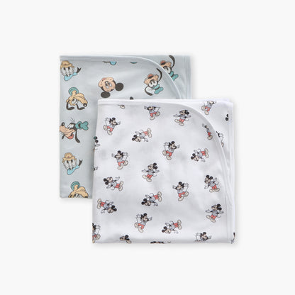 Disney Mickey Mouse Print Receiving Blanket - Set of 2