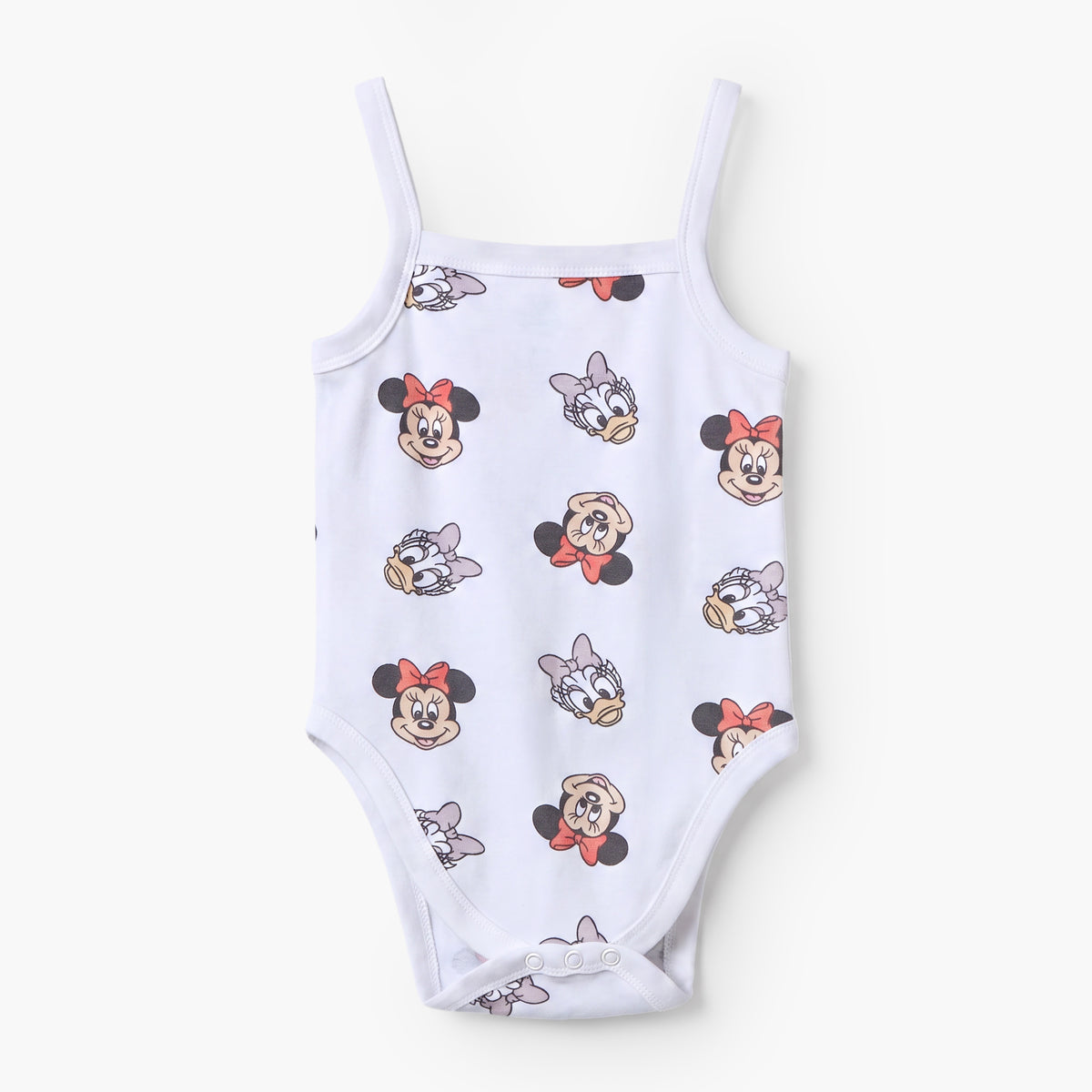 Pack of 3 Disney Cotton Square Neck Strappy Bodysuit with Minnie Mouse Print