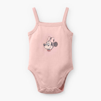 Pack of 3 Disney Cotton Square Neck Strappy Bodysuit with Minnie Mouse Print