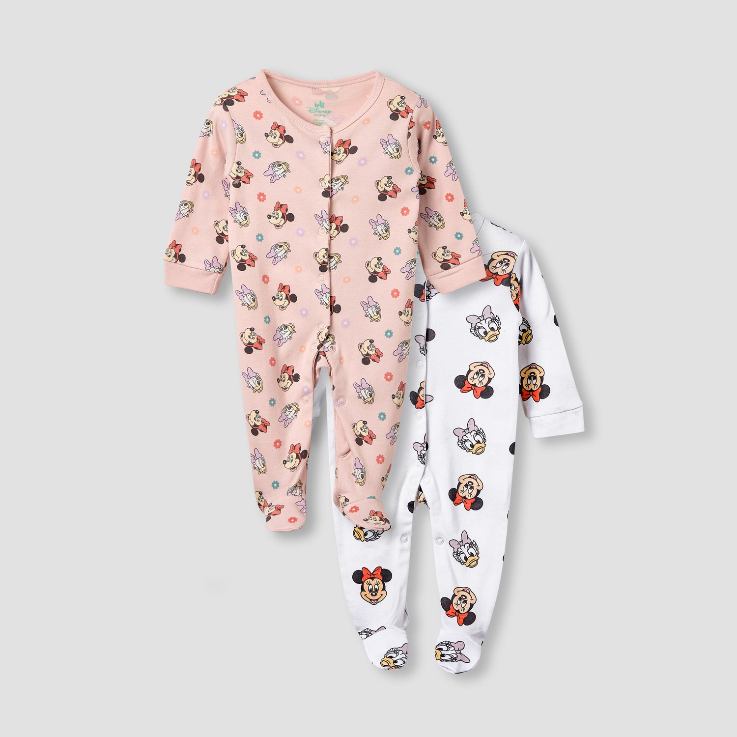 Disney Minnie Mouse and Daisy Duck Print Sleepsuit - Set of 2 - Multicolour / 9-12 mths