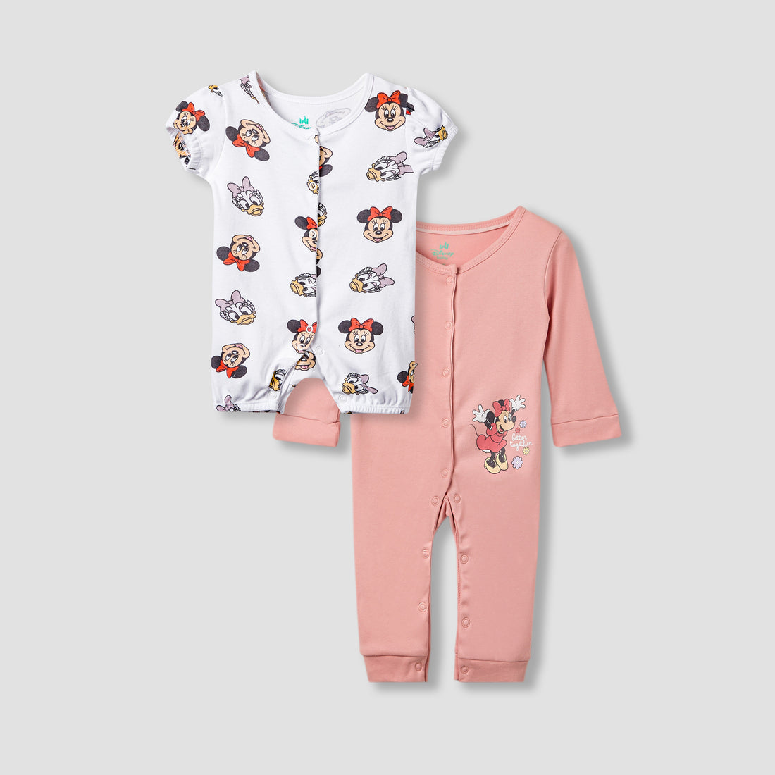 Disney Minnie Mouse and Daisy Duck Print Romper and Sleepsuit - Pink / 12-18 mths