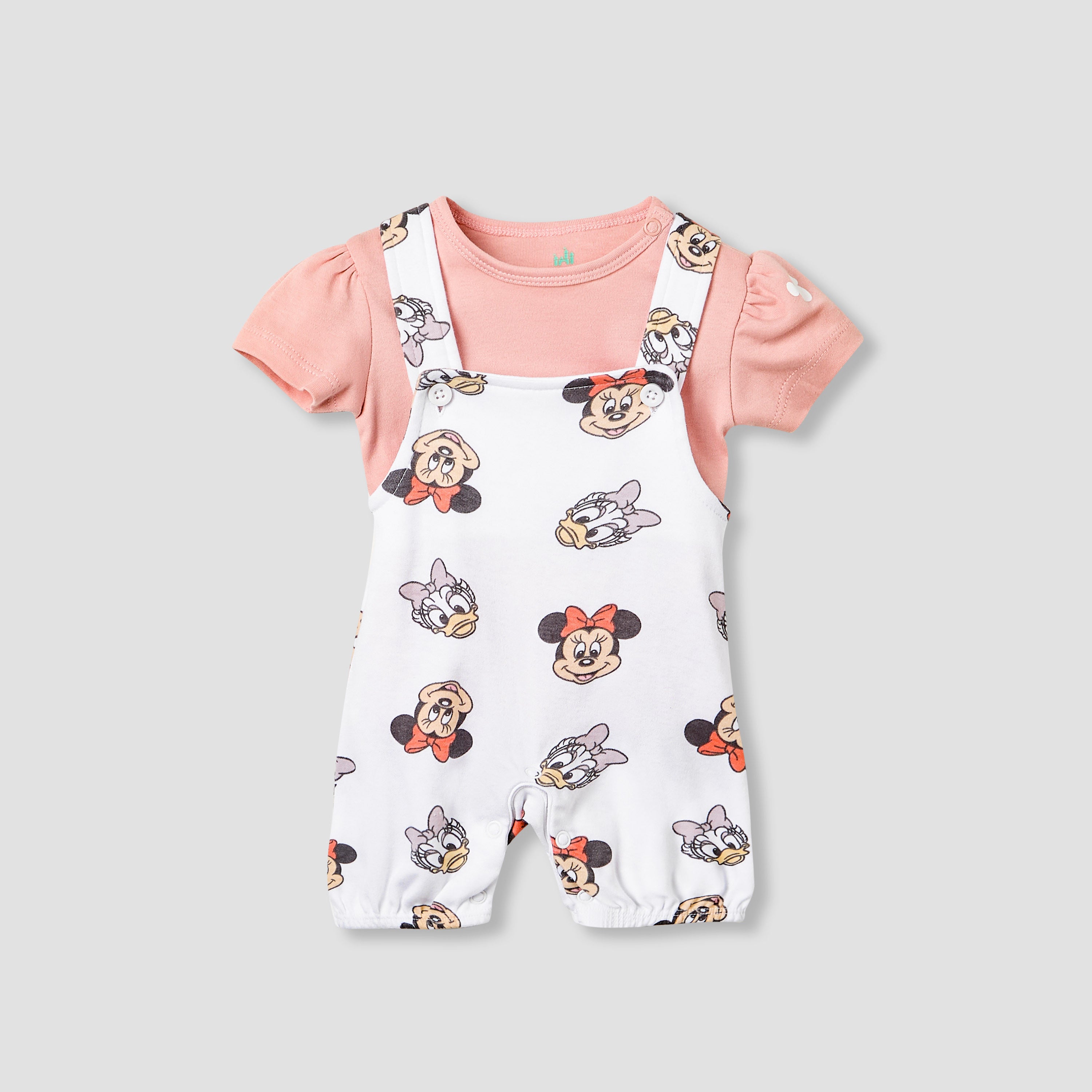 Disney Minnie Mouse and Daisy Duck Print Dungaree and T-shirt Set - Pink / 12-18 mths