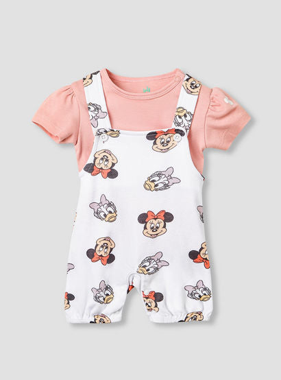 Disney Minnie Mouse and Daisy Duck Print Dungaree and T-shirt Set-baby-girls-clothing-nightwear-sleepsuits-image-1