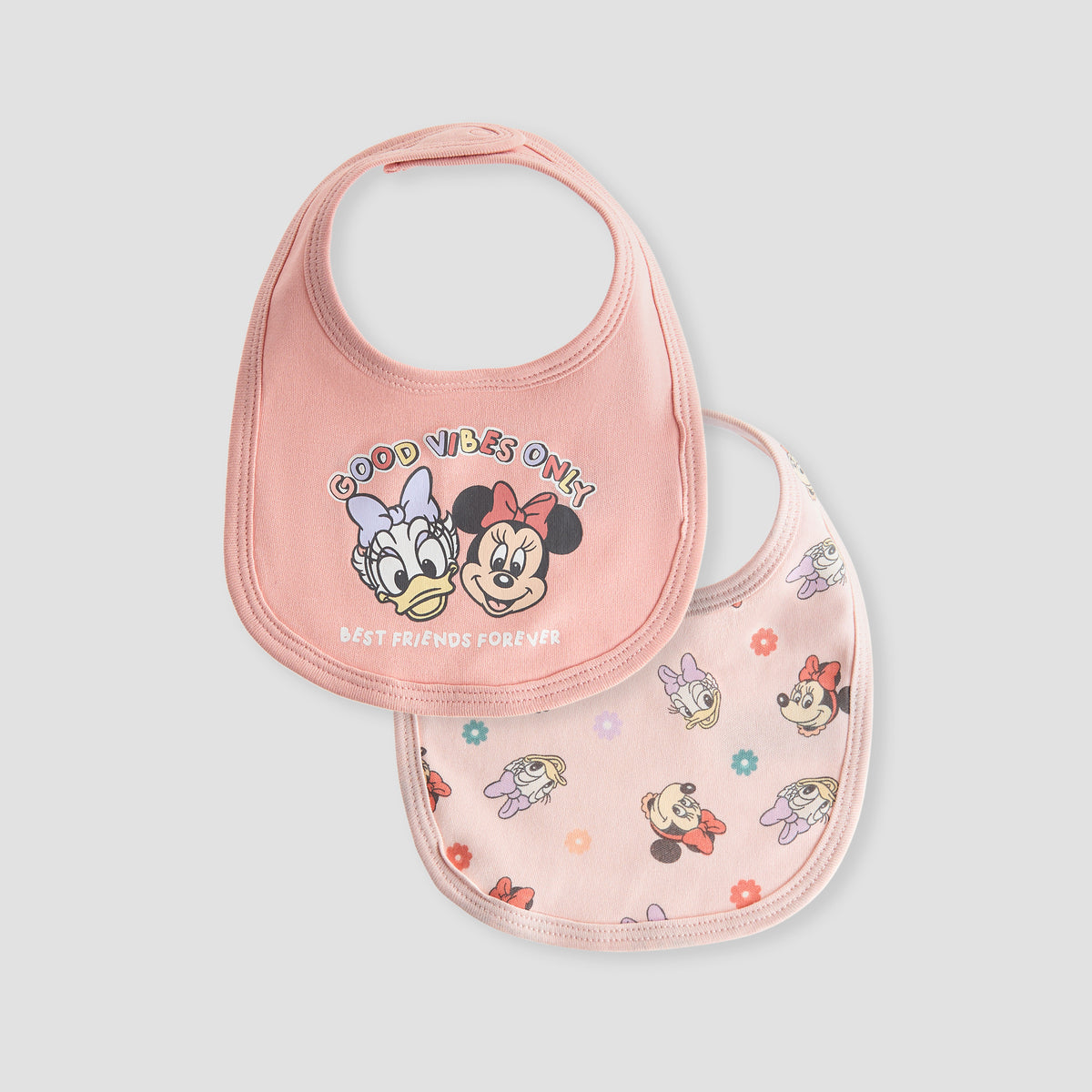 Disney Minnie and Daisy Print Bib with Button Closure - Set of 2