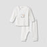 Juniors Pyjama Set with Bear Applique - Velour - Long Sleeves - Round Neck - White / 12-18 mths