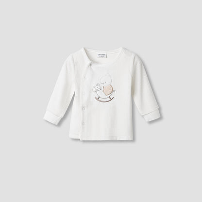 Juniors Pyjama Set with Bear Applique - Velour - Long Sleeves - Round Neck