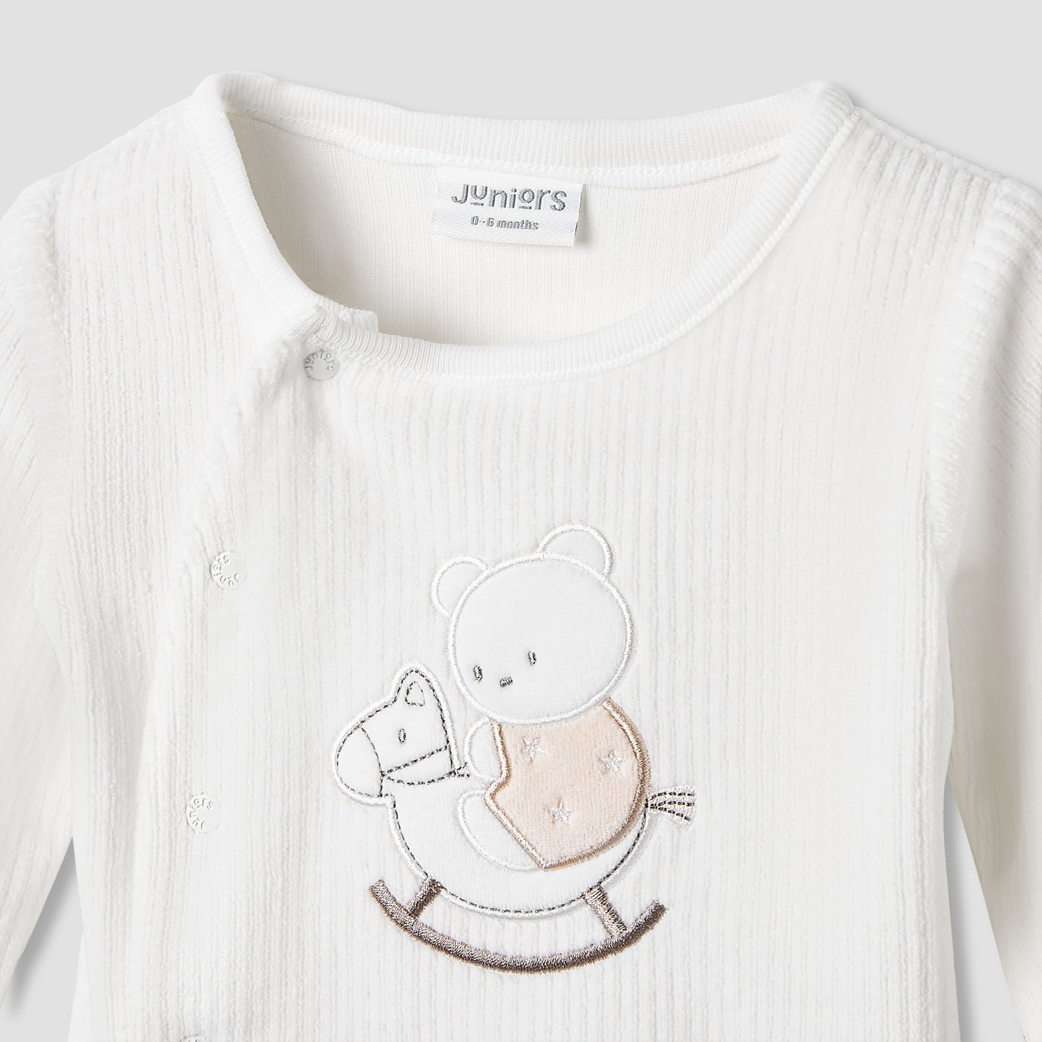 Juniors Pyjama Set with Bear Applique - Velour - Long Sleeves - Round Neck