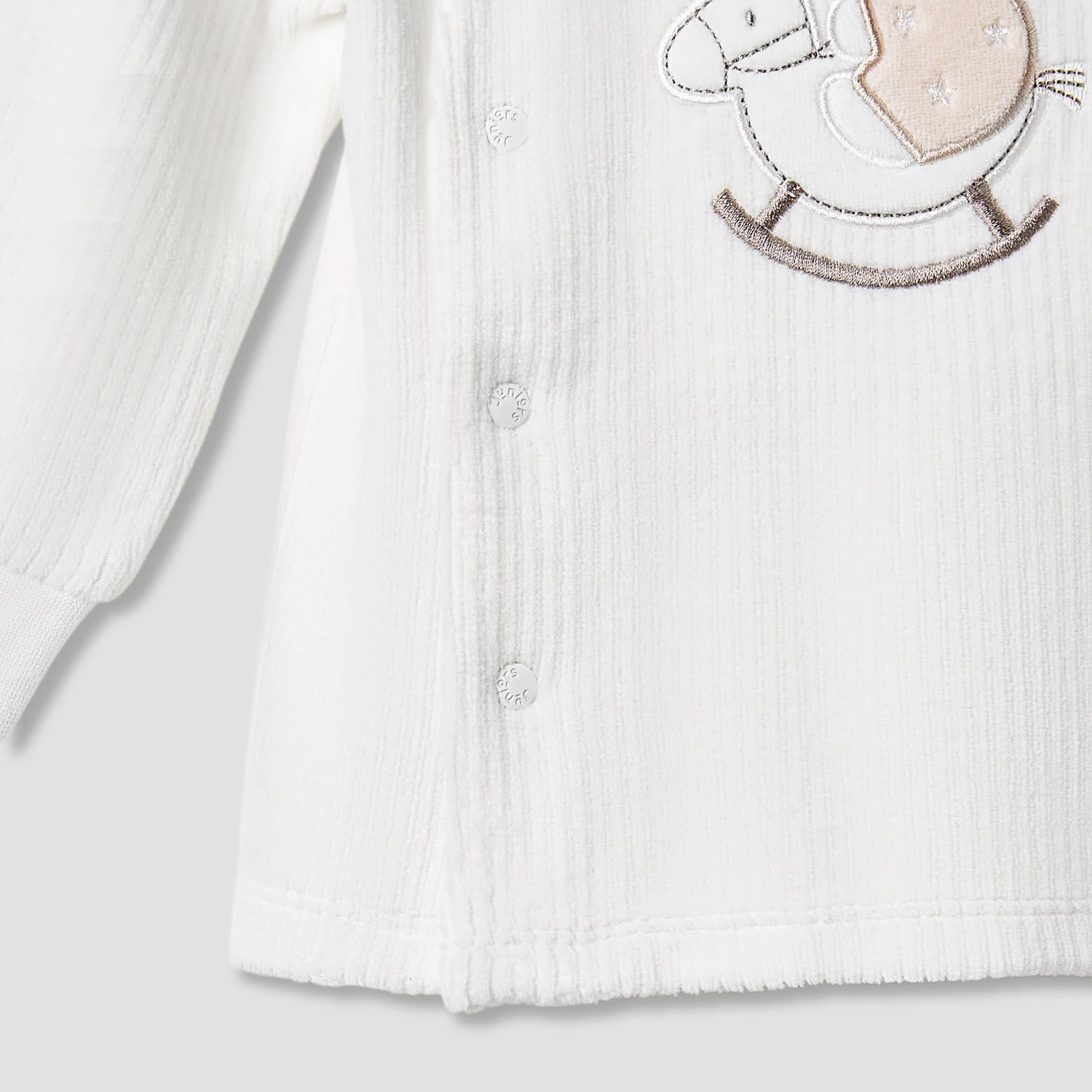 Juniors Pyjama Set with Bear Applique - Velour - Long Sleeves - Round Neck