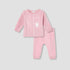 Juniors Pyjama Set with Bunny Applique - Velour - Long Sleeves - Round Neck - Pink / 12-18 mths