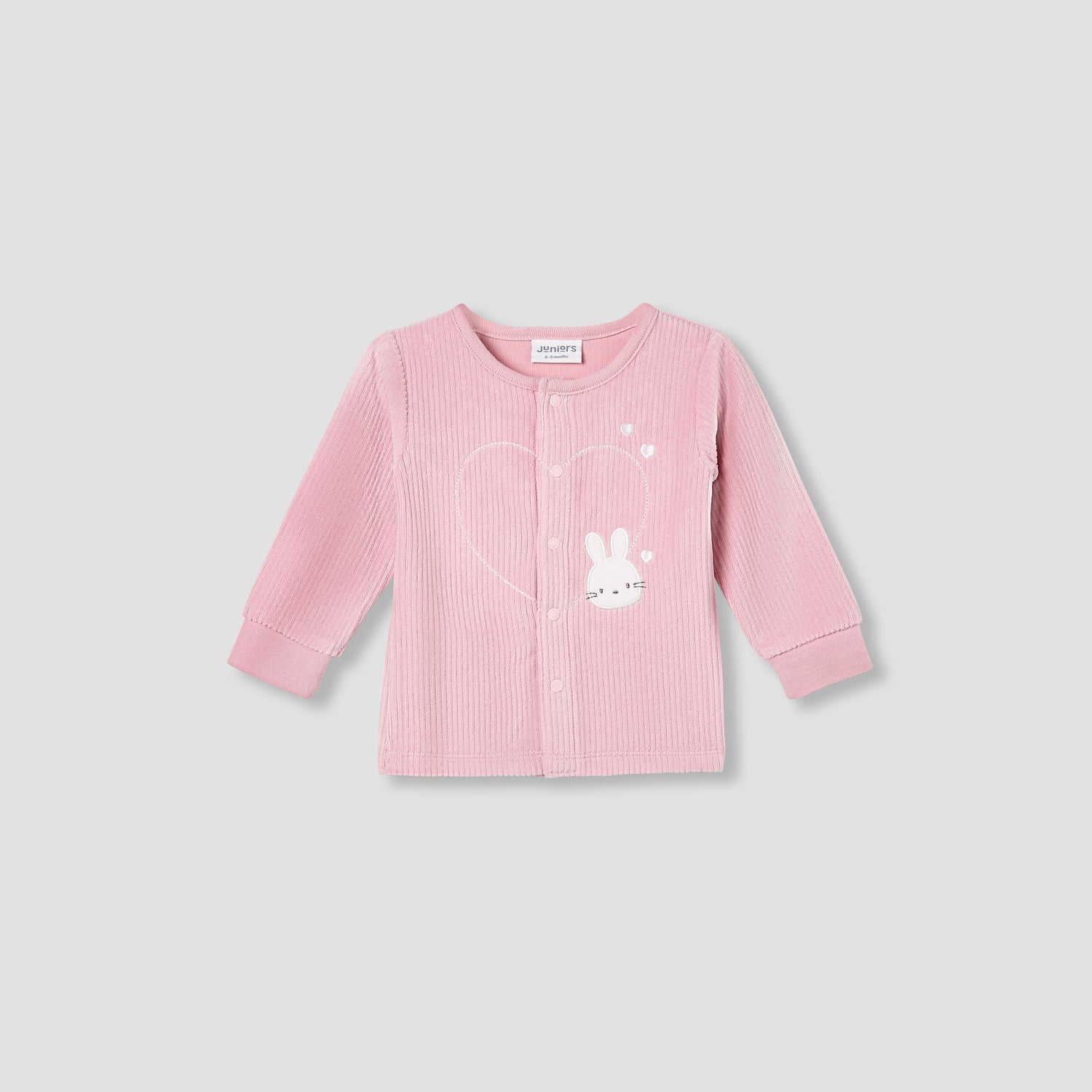 Juniors Pyjama Set with Bunny Applique - Velour - Long Sleeves - Round Neck