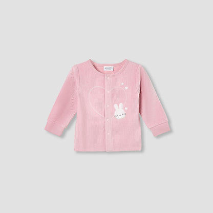 Juniors Pyjama Set with Bunny Applique - Velour - Long Sleeves - Round Neck