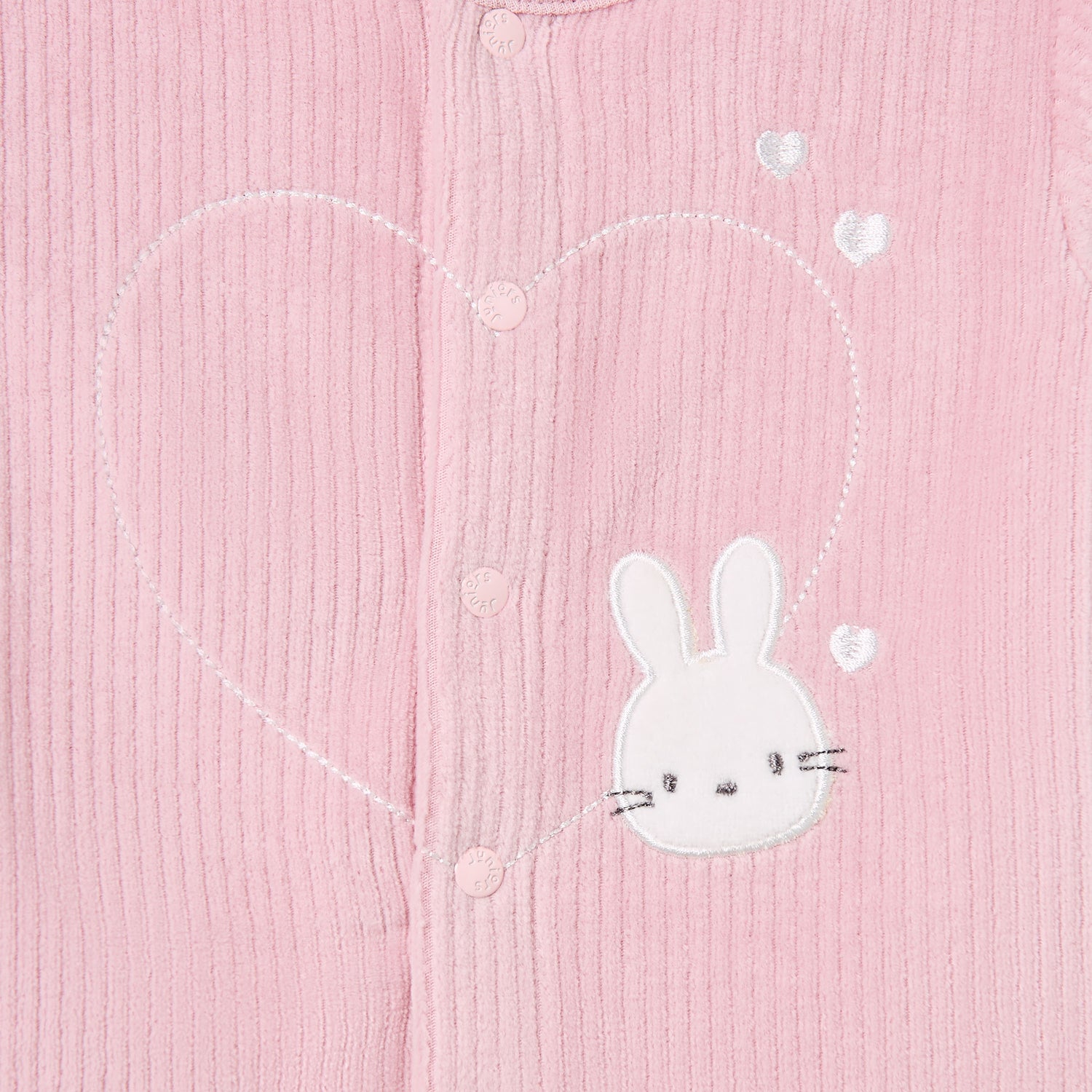 Juniors Pyjama Set with Bunny Applique - Velour - Long Sleeves - Round Neck