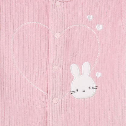 Juniors Pyjama Set with Bunny Applique - Velour - Long Sleeves - Round Neck