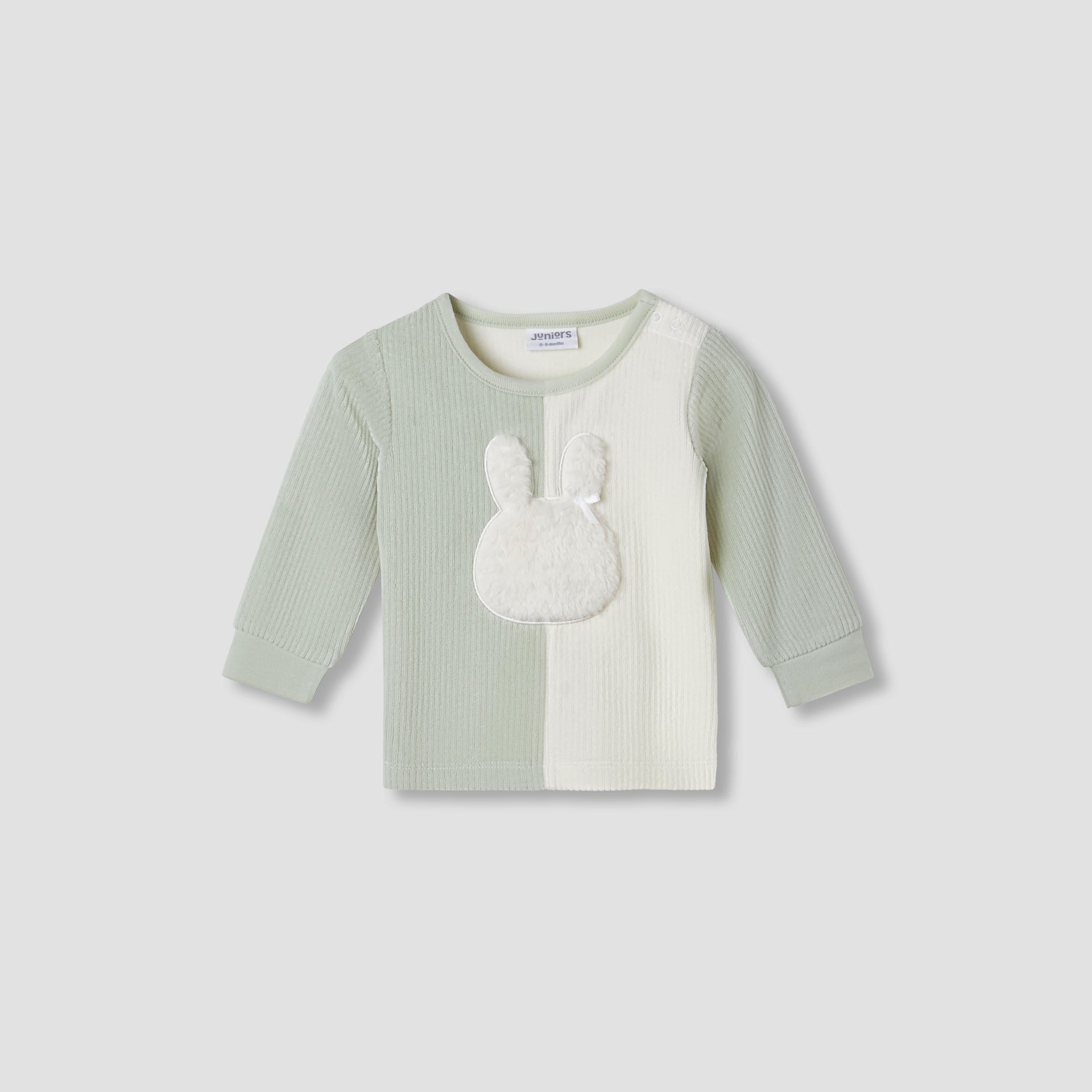 Juniors Pyjama Set with Bunny Applique - Velour - Long Sleeves - Round Neck