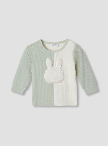 Juniors Pyjama Set with Bunny Applique - Velour - Long Sleeves - Round Neck-baby-girls-clothing-nightwear-pyjamasets-image-2