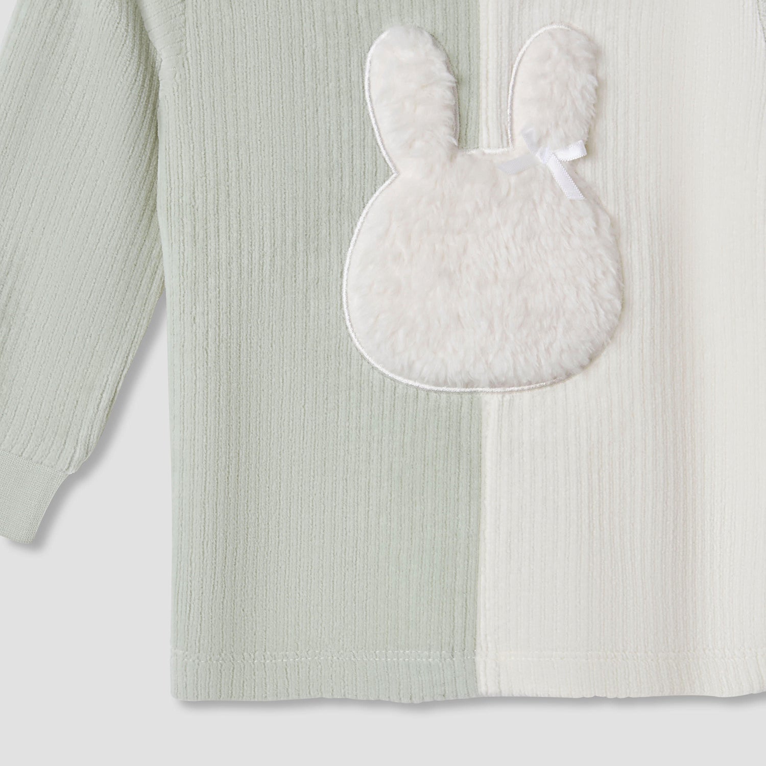 Juniors Pyjama Set with Bunny Applique - Velour - Long Sleeves - Round Neck