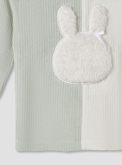 Juniors Pyjama Set with Bunny Applique - Velour - Long Sleeves - Round Neck-baby-girls-clothing-nightwear-pyjamasets-image-5