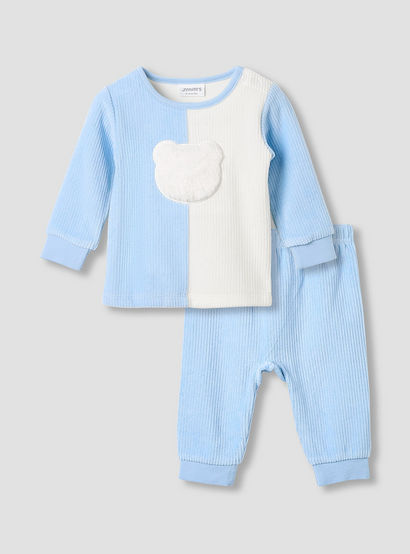 Juniors Pyjama Set with Bear Applique - Long Sleeves - Round Neck-baby-boys-clothing-nightwear-pyjamasets-image-1