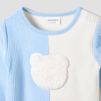 Juniors Pyjama Set with Bear Applique - Long Sleeves - Round Neck