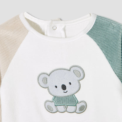 Juniors Pyjama Set with Koala Applique - Velour - Long Sleeves - Round Neck