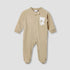 Juniors Round Neck Sleepsuit with Corduroy Texture - Cotton Blend - Long Sleeves - Brown / 9-12 mths
