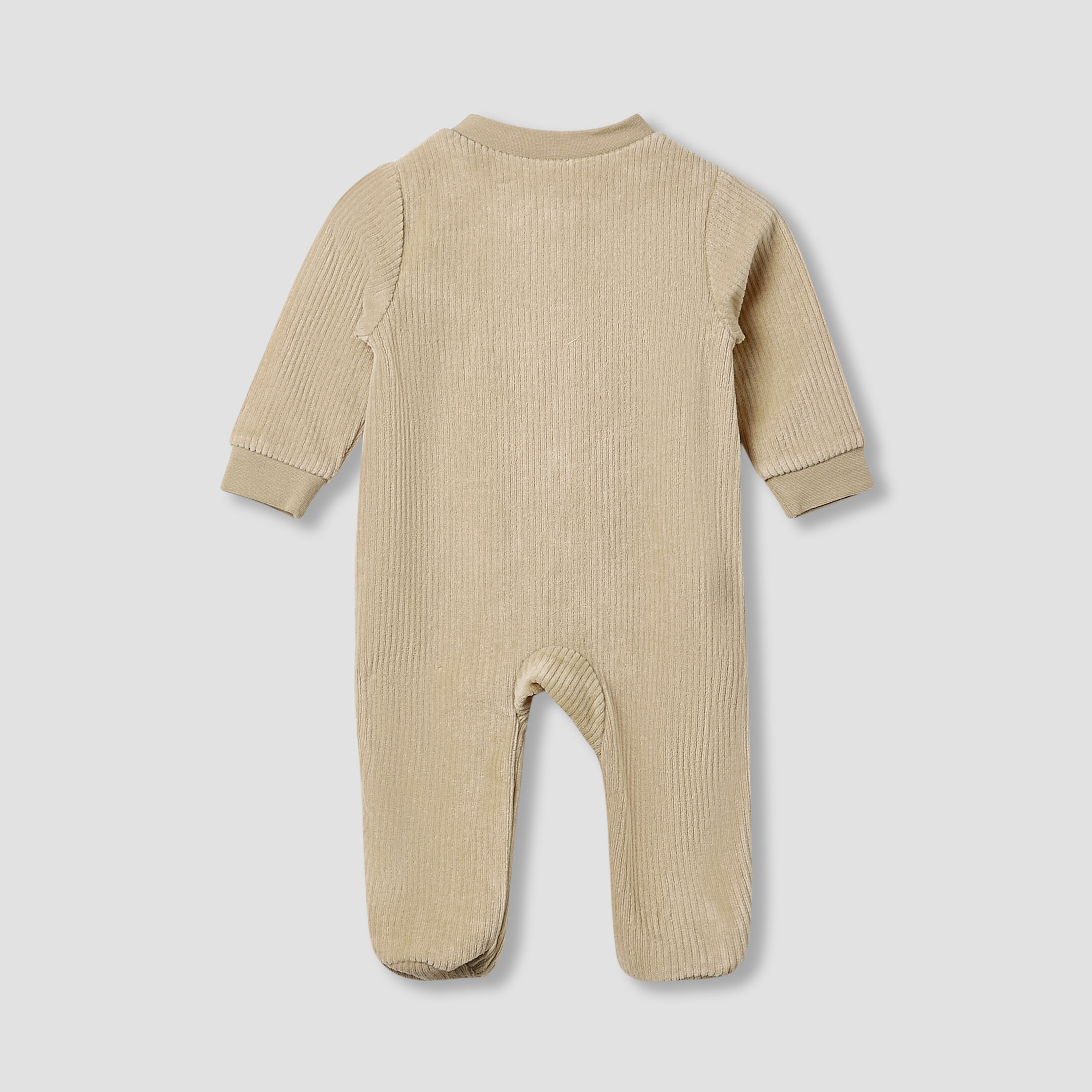 Juniors Round Neck Sleepsuit with Corduroy Texture - Cotton Blend - Long Sleeves