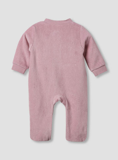 Juniors Round Neck Sleepsuit with Corduroy Texture - Cotton Blend - Long Sleeves-baby-girls-clothing-nightwear-sleepsuits-image-2