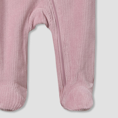 Juniors Round Neck Sleepsuit with Corduroy Texture - Cotton Blend - Long Sleeves