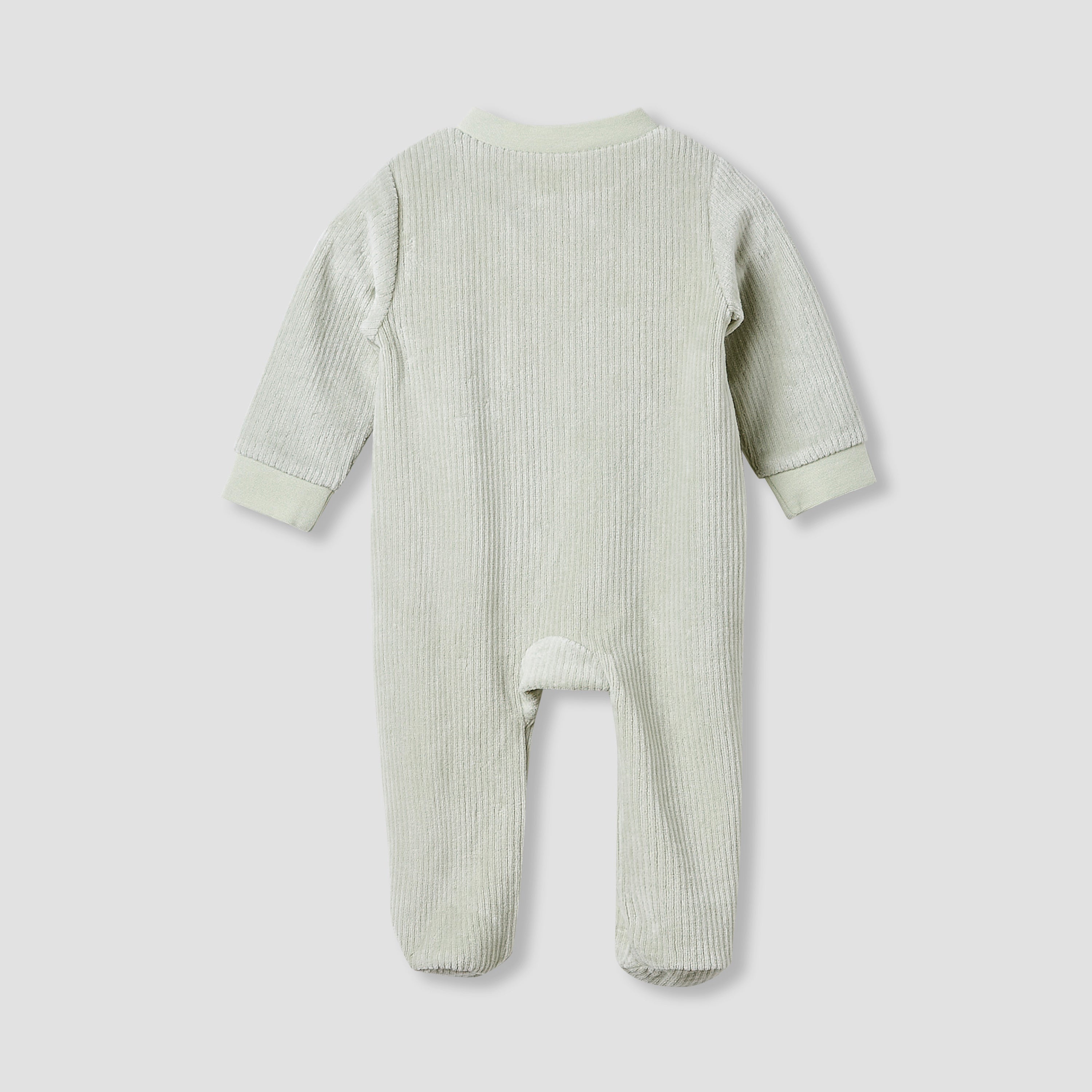 Juniors Crew Neck Sleepsuit with Corduroy Texture - Cotton Blend - Long Sleeves