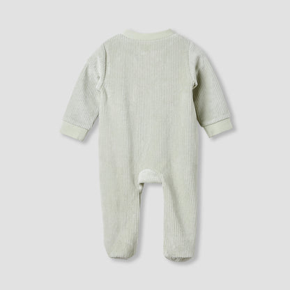 Juniors Crew Neck Sleepsuit with Corduroy Texture - Cotton Blend - Long Sleeves