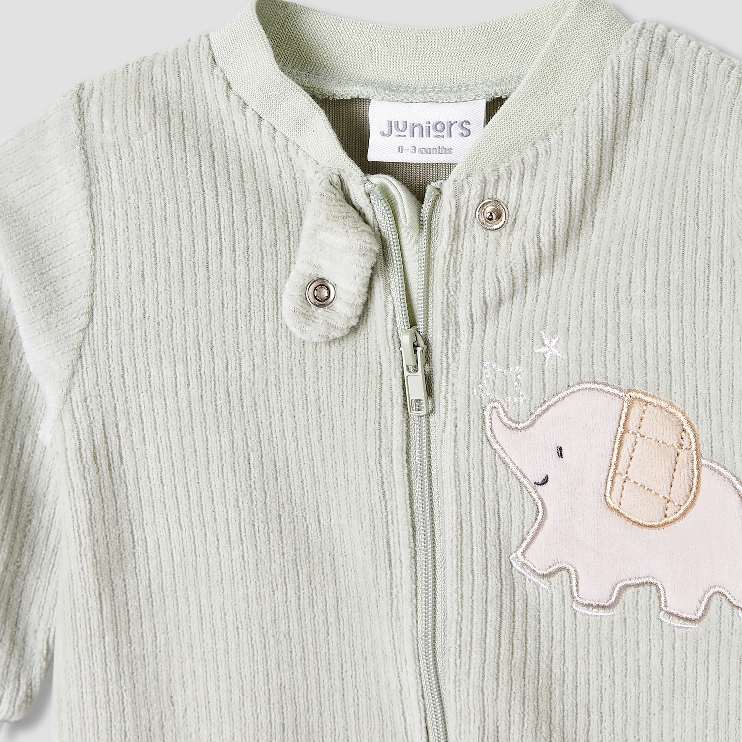 Juniors Crew Neck Sleepsuit with Corduroy Texture - Cotton Blend - Long Sleeves