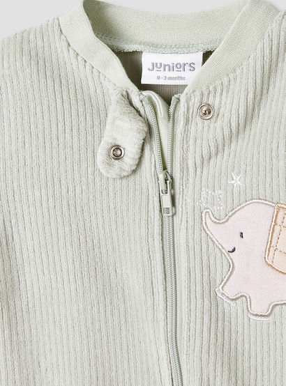 Juniors Crew Neck Sleepsuit with Corduroy Texture - Cotton Blend - Long Sleeves-baby-boys-clothing-nightwear-sleepsuits-image-3