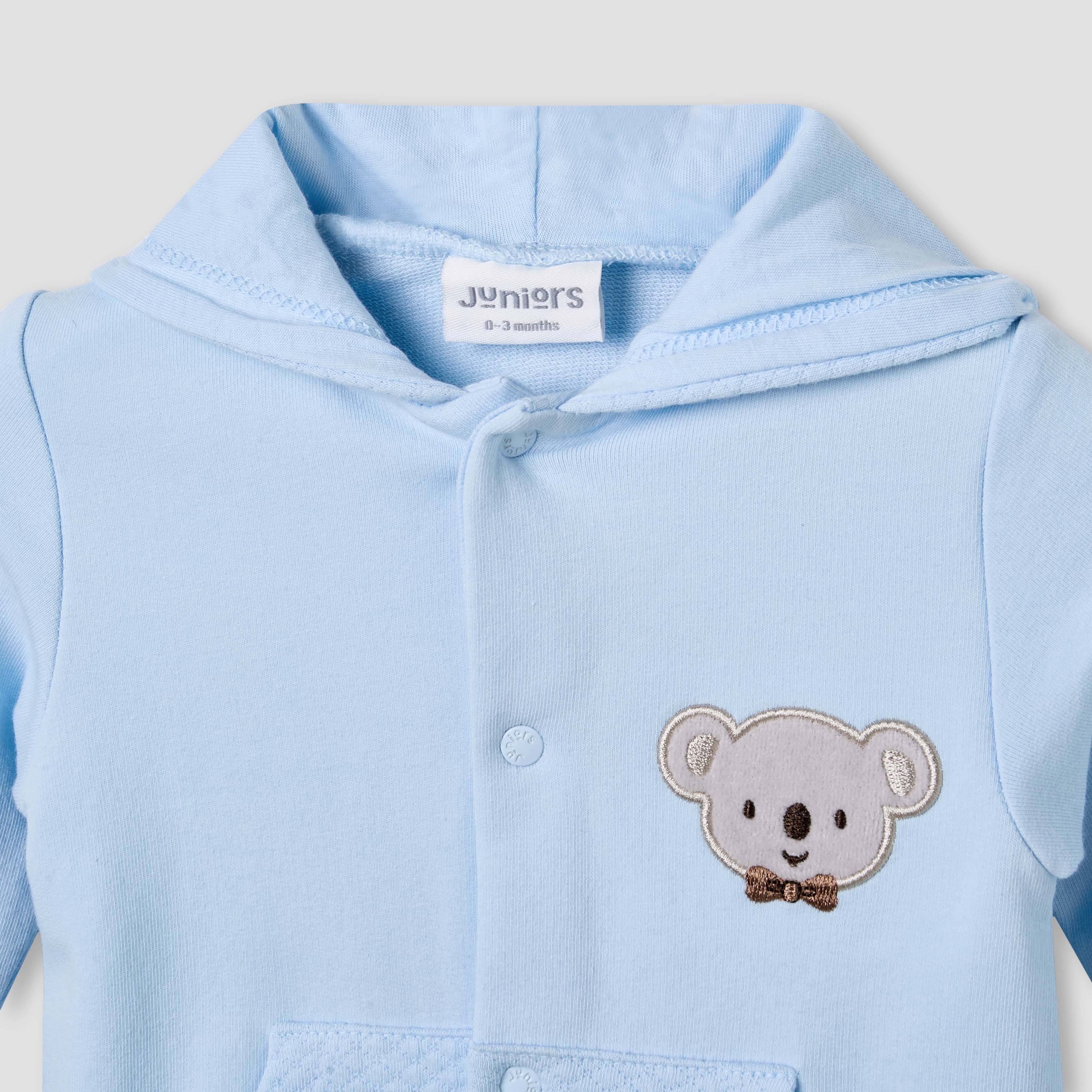 Juniors Hooded Sleepsuit with Koala Applique - Cotton - Long Sleeves